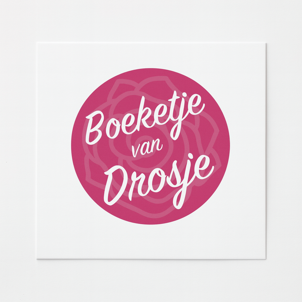 Logo van het merk Boeketje van Drosje op een cadeaukaartje